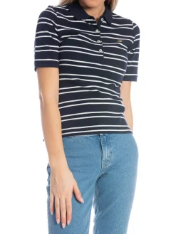 GANT TOP SLIM STRIPE SHIELD SS PIQUE POLO EVENING BLUE