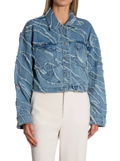 GESTUZ JACKET LARISAGZ FRAYERED DENIM BL
