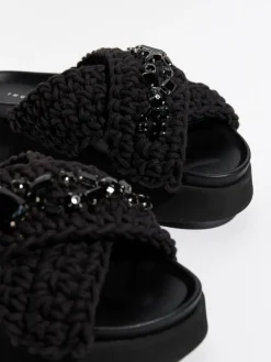 INUIKKI SANDAL WOVEN STONES TRUE SLIPPER BLACK