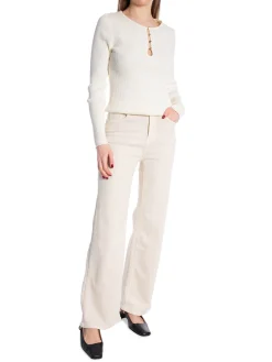 JEANS WIDE LEG STRETCH ECRU