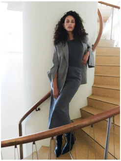 LEVETE ROOM BLAZER INFINITY 1 TAUPE GRAY CO