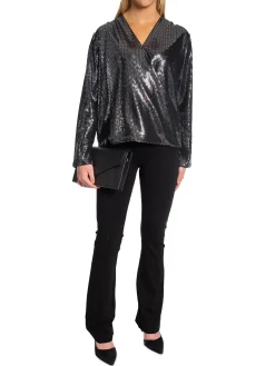 LEVETE ROOM BLOUSE EVELYN BLACK COMBI