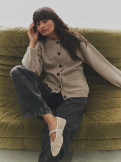 LEVETE ROOM CARDIGAN PERLE 9 DOVE MELANGE