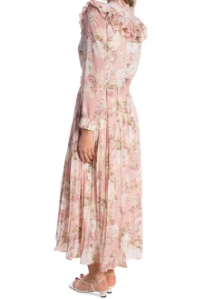 LILY MCBEE DRESS MID LONG PLEATED WITH BELT PINK