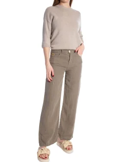 LOIS PANTS CULOTTE LINEN COLOUR HEDGE GREEN L32