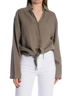 LOIS SHIRT PIA LINEN SHIRT HEDGE GREEN