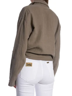 LOIS SHIRT PIA LINEN SHIRT HEDGE GREEN