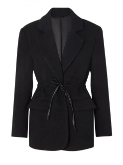 MALINA BLAZER ELODIE DRAWSTRING BOUCLE BLACK