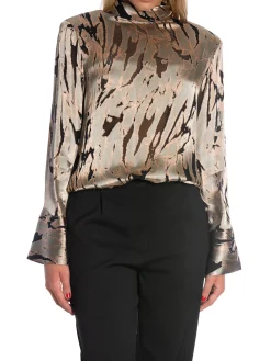 MALINA BLOUSE AWA SILK BLEND BUTTON BACK DUSK