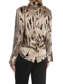 MALINA BLOUSE AWA SILK BLEND BUTTON BACK DUSK