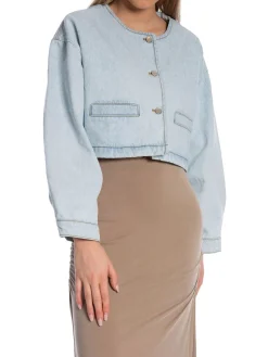 MALINA JACKET CROPPED DENIM LIGHT BLUE WASH