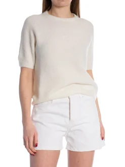 MAËLYS PARIS SWEATER SHORT-SLEEVED 15% SUPERFINE ALPACA WHITE