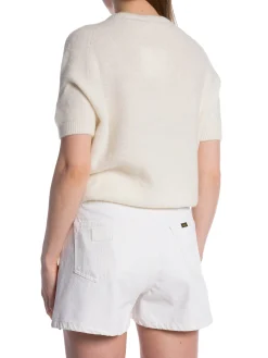 MAËLYS PARIS SWEATER SHORT-SLEEVED 15% SUPERFINE ALPACA WHITE