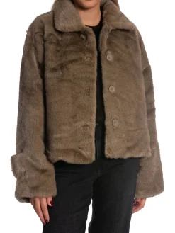 MEOTINE FAUX FUR JACKET KELLY LIGHT BROWN