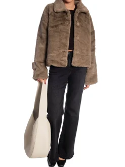 MEOTINE FAUX FUR JACKET KELLY LIGHT BROWN