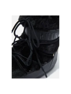 MOON BOOTS ICON LOW FAUX FUR BLACK