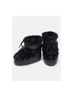 MOON BOOTS ICON LOW FAUX FUR BLACK