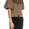 NEO NOIR BLOUSE AISA DULL SATIN DARK TAUPE