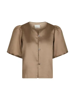 NEO NOIR BLOUSE AISA DULL SATIN DARK TAUPE