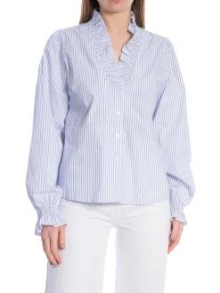 NEO NOIR BLOUSE BRIELLE STRIPE WHITE/LIGHT BLUE