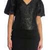 NEO NOIR BLOUSE CAMIA METALLIC BROCADE BLACK