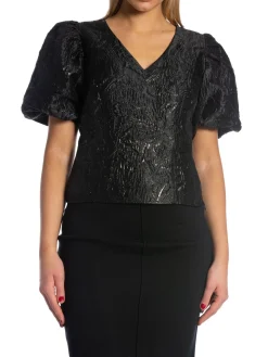 NEO NOIR BLOUSE CAMIA METALLIC BROCADE BLACK