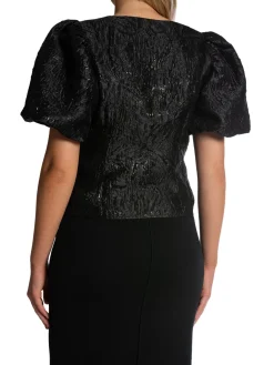NEO NOIR BLOUSE CAMIA METALLIC BROCADE BLACK