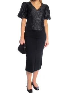 NEO NOIR BLOUSE CAMIA METALLIC BROCADE BLACK