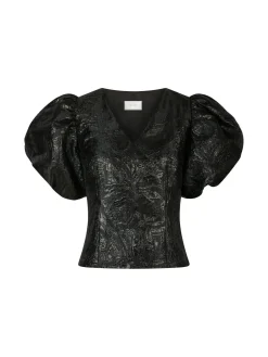NEO NOIR BLOUSE CAMIA METALLIC BROCADE BLACK