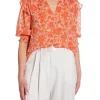 NEO NOIR BLOUSE DAVINA FLOWER CITY ORANGE