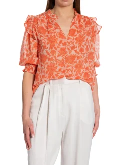 NEO NOIR BLOUSE DAVINA FLOWER CITY ORANGE