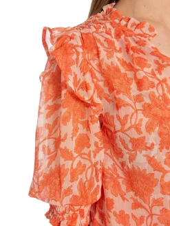 NEO NOIR BLOUSE DAVINA FLOWER CITY ORANGE