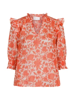 NEO NOIR BLOUSE DAVINA FLOWER CITY ORANGE