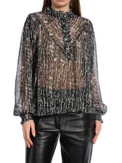NEO NOIR BLOUSE FLAVI GRAPHIC DROP BLACK