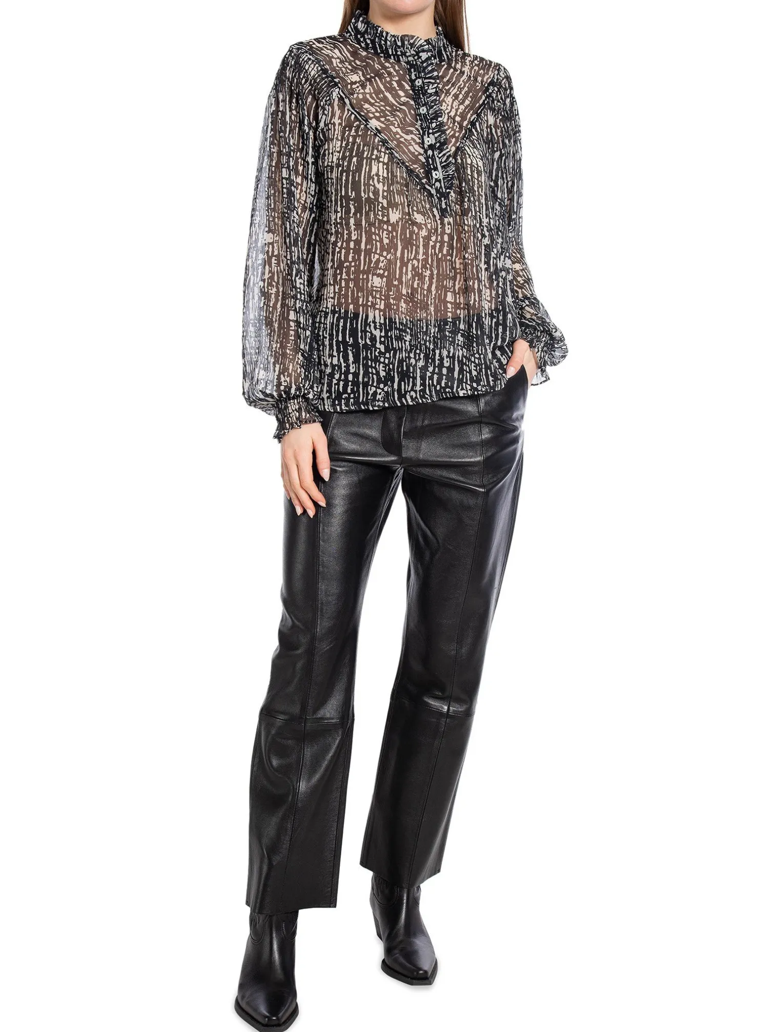 NEO NOIR BLOUSE FLAVI GRAPHIC DROP BLACK