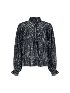 NEO NOIR BLOUSE FLAVI GRAPHIC DROP BLACK