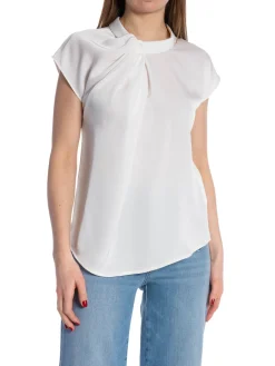 NEO NOIR BLOUSE FLEUR DRAPY SATIN OFF WHITE