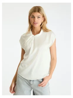 NEO NOIR BLOUSE FLEUR DRAPY SATIN OFF WHITE