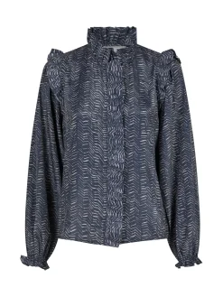 NEO NOIR BLOUSE GEMMI ZIGZAG DUO MIDNIGHT BLUE