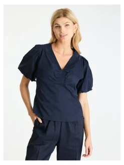 NEO NOIR BLOUSE IRINA POPLIN NAVY