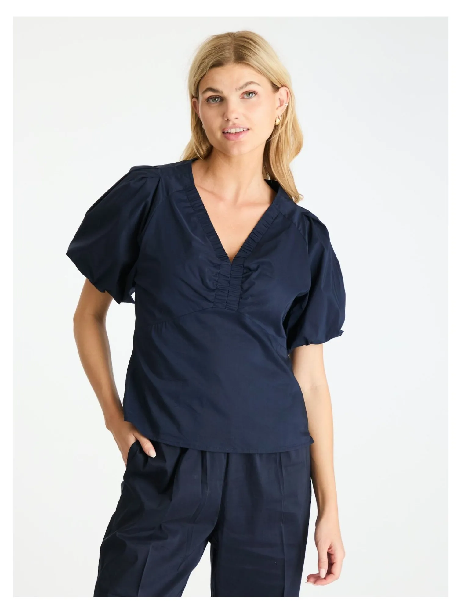 NEO NOIR BLOUSE IRINA POPLIN NAVY