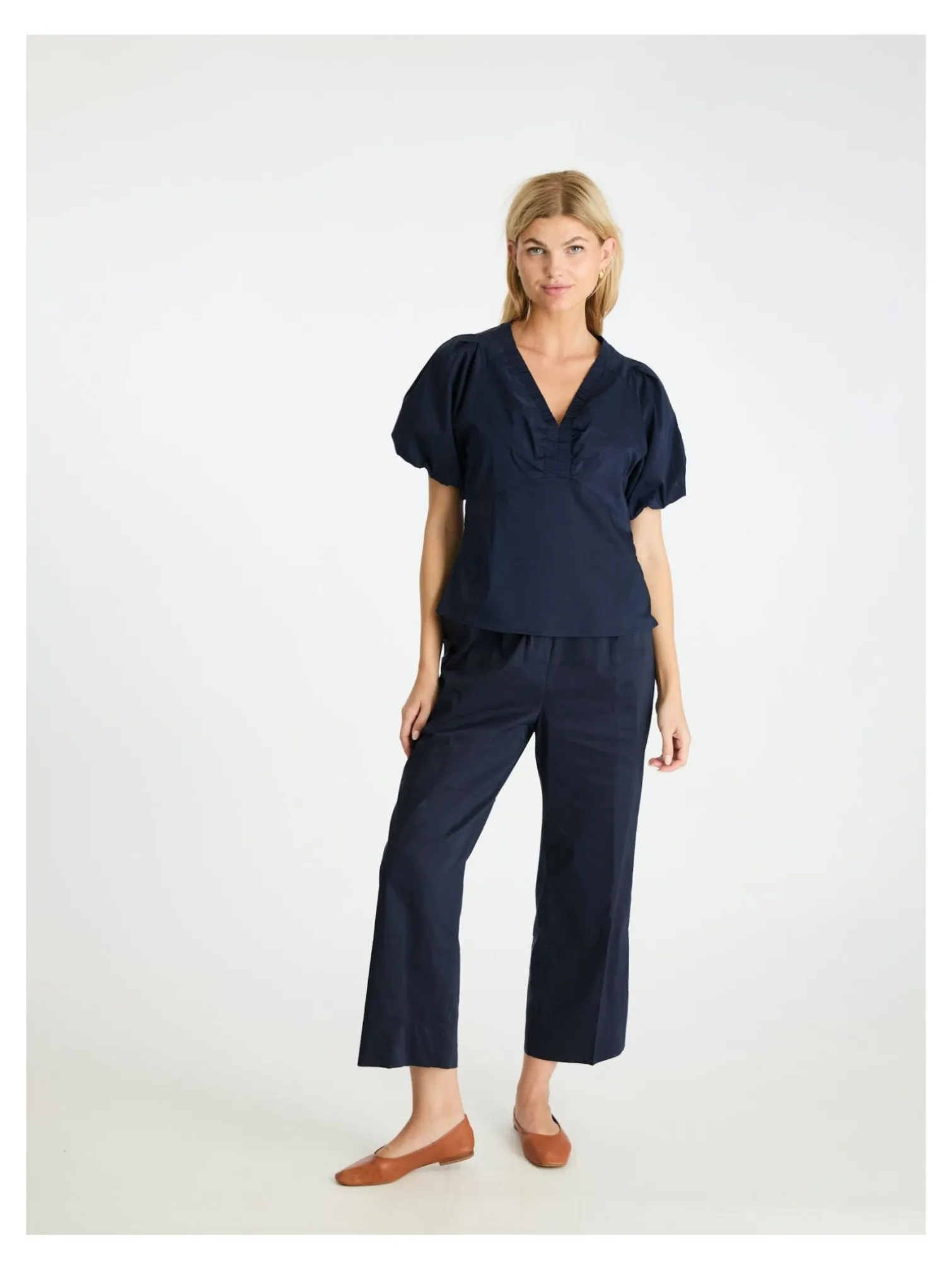 NEO NOIR BLOUSE IRINA POPLIN NAVY