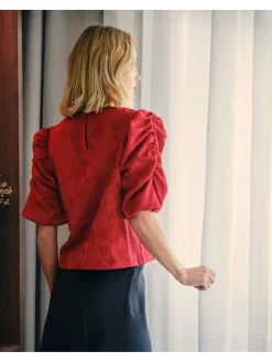 NEO NOIR BLOUSE JOBA JACQUARD RED