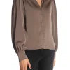 NEO NOIR BLOUSE MASSIMA DRAPY SATIN DARK TAUPE