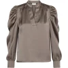 NEO NOIR BLOUSE ROSSLYN  HEAVY WARM SATEEN GREY