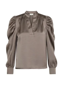 NEO NOIR BLOUSE ROSSLYN HEAVY WARM SATEEN GREY