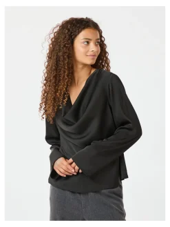 NEO NOIR BLOUSE VALLISTA SOFT SATIN BLACK