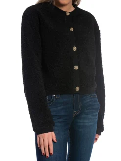 NEO NOIR CARDIGAN LIMO FLUFFY KNIT BLACK