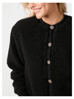NEO NOIR CARDIGAN LIMO FLUFFY KNIT BLACK