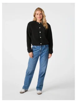 NEO NOIR CARDIGAN LIMO FLUFFY KNIT BLACK